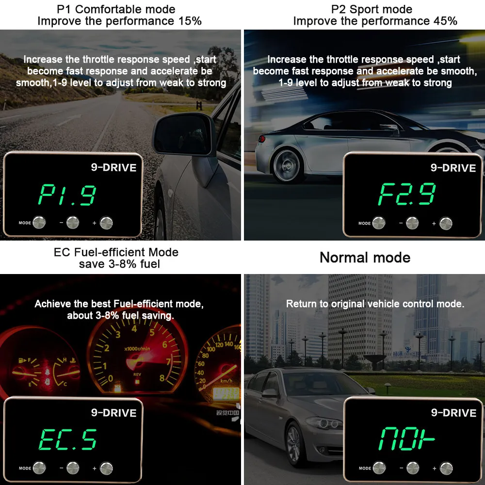 New 9-Drive Car Electronic Throttle Controller Racing Accelerator Potent Booster For All Cars Tuning Parts Accessory