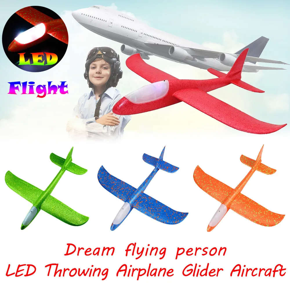 

Foam Throwing Glider Airplane Inertia LED Aircraft Toy Hand Launch Airplane Model