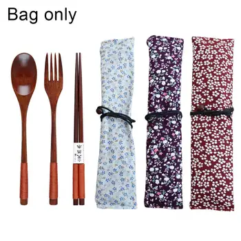 

Portable Flower Print Cutlery Tableware Bag Drawstring Knife Fork Spoon Pouch