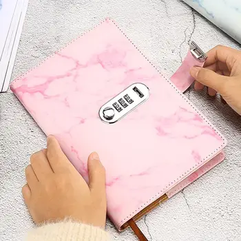 

1PC A5 Marble Texture Notebook Password Lock Notebooks Leather Notepad Agenda 2020 Weeks Diary Month Planner School Stationery