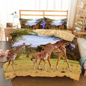 

BEST.WENSD Yellow deer Bedding 100% Microfiber Fabric kids full size bedset Children's Birthday Gifts duvet cover bed comforter