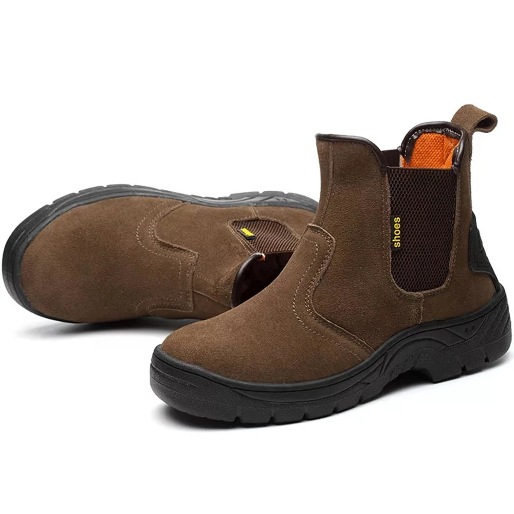 Кожаные рабочие ботинки защитная обувь мужские ботинки со стальным носком и подошвой erkek bot Рабочая обувь противоскользящая прокалывающая защитная обувь