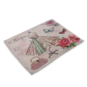 

Vintage Bag Pattern Kitchen Placemat Tower Dining Table Mats Coaster Cotton Linen Pad Bowl Cup Mat