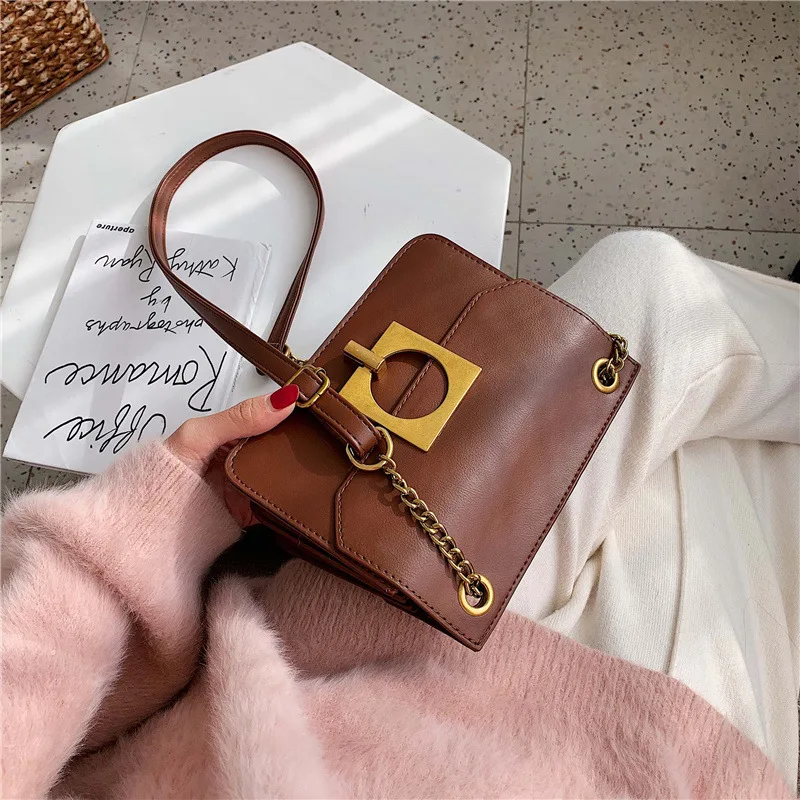 

Brand Originality Design Girls' small bag women's bag 2019 new leisure retro shoulder Messenger bag chain small square bag