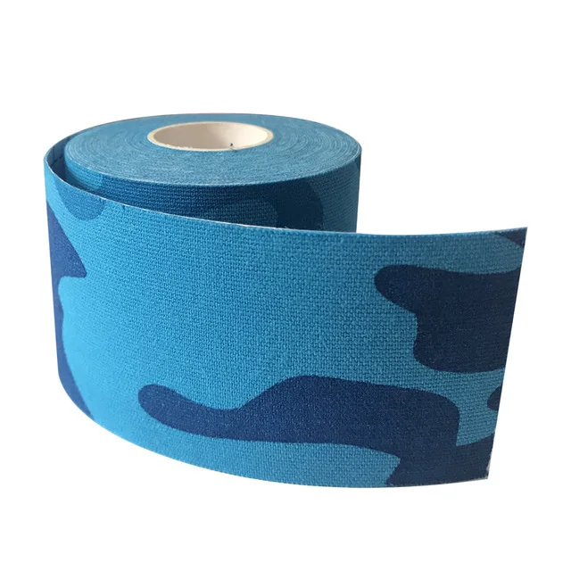 Camo Blue 6 рулонов водонепроницаемый хлопок эластичная эспандерная лента клейкая повязка колено локоть протектор мышцы Спорт Taping ширина 2,5-5 см - Цвет: Camo Blue