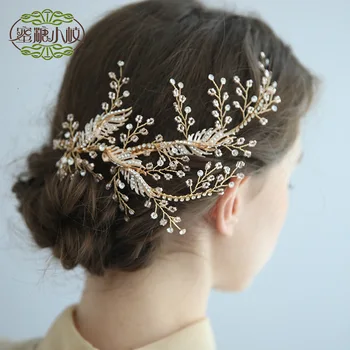 

NPASON Fashion Wedding Dress Accessories Manual Edge Clamp Classic Rhinestone Bride Headwear J6226