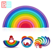 Silikon Regenbogen Stacker Bausteine Pädagogisches Baby Spielzeug 1 Set Puzzle Montessori Regenbogen Serie Stapeln Spiel Lernen Spielzeug
