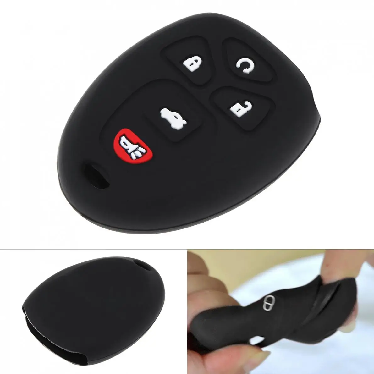 

5 Buttons Silicone Straight Plate Car Key Case Protector Holder Fit for Buick Cadillac Chevrolet GMC Saturn Outlook 2007-2014