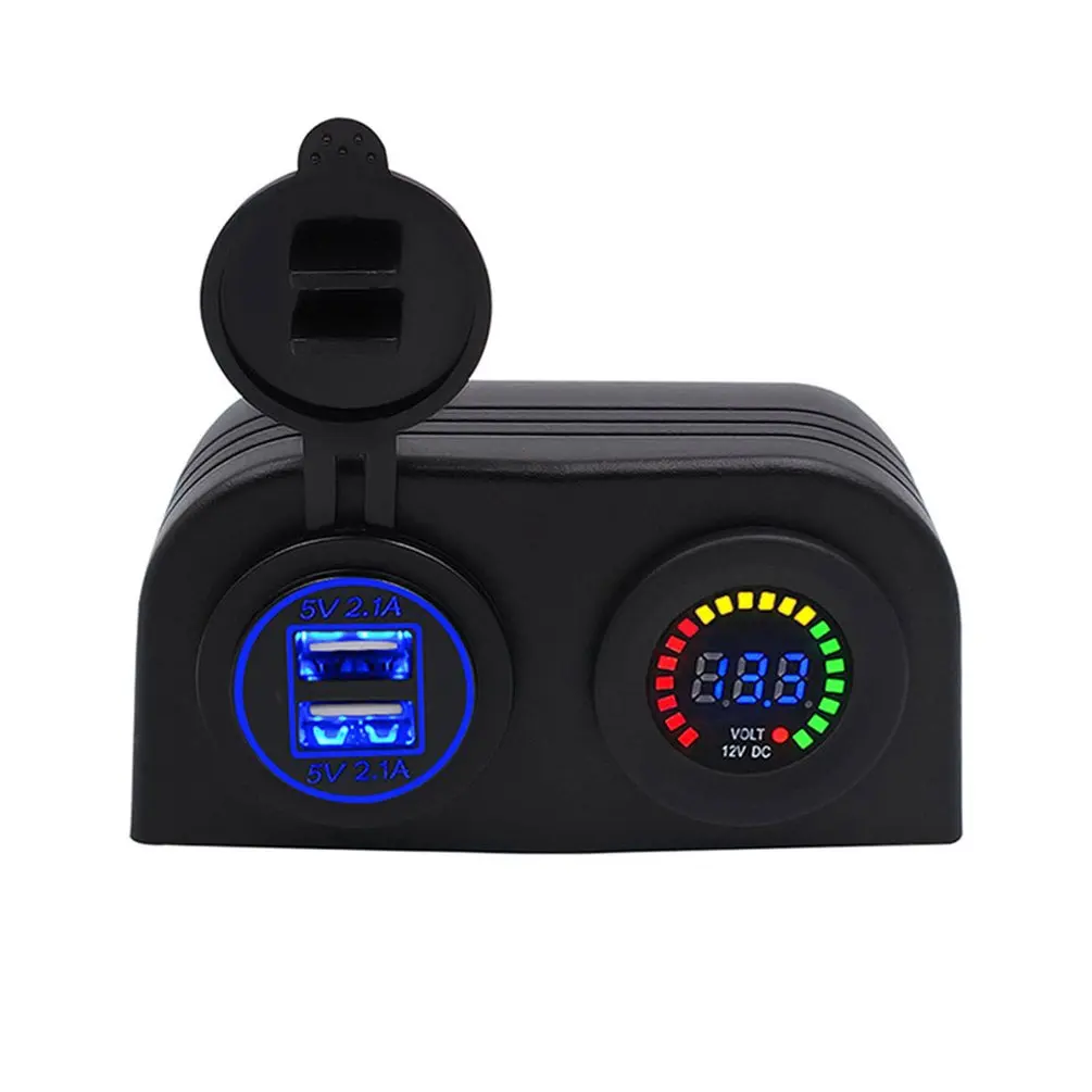 

Car Rv Yacht Boat 4.2A Dual Usb Mobile Phone Charger Color Screen Voltmeter Universal Refit Accessories