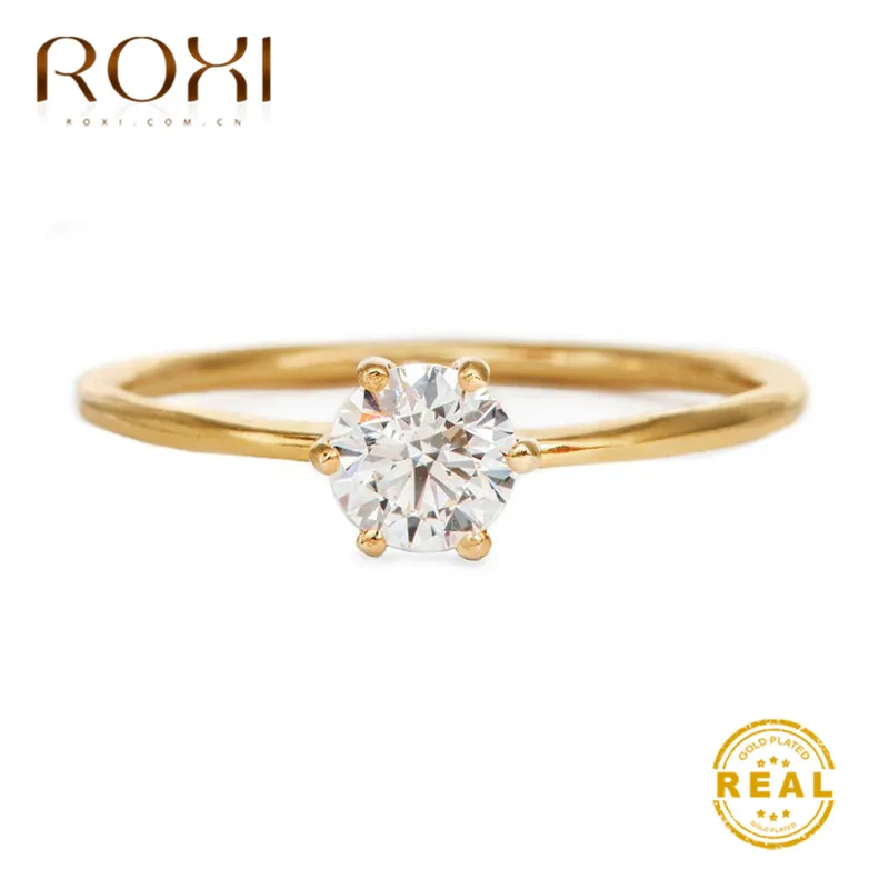 ROXI модные классические шесть крапанов AAA циркон обручальные кольца для женщин ювелирные изделия Изящные женские кольца для помолвки Кристалл кольцо подарки