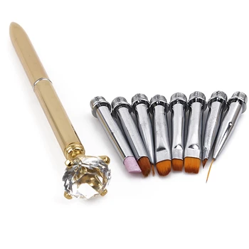 

10pcs/set Nail Art Pen Brush Painting Metal Replace Heads Carving Cuticle Remover Flat Line Flower Drawing Manicure Tool