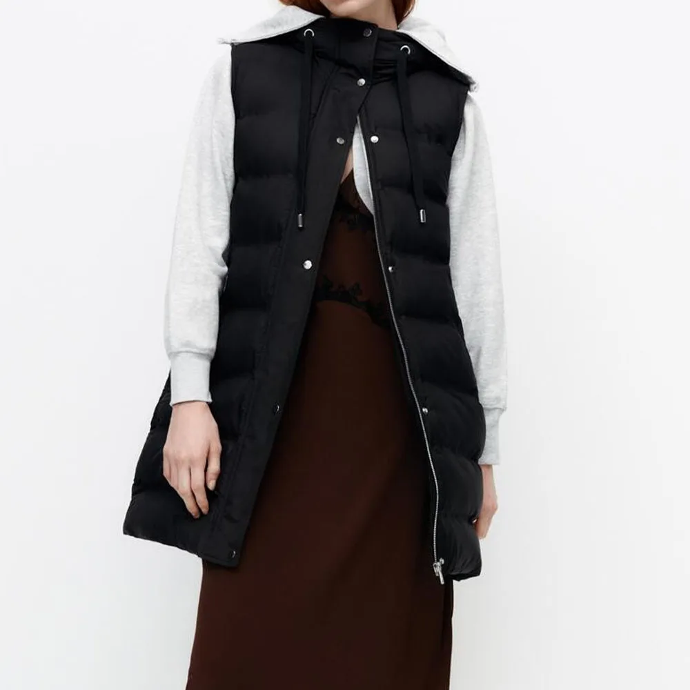 

Woman 2021 Fashion Autumn Winter Women Long Vest Jacket ooded Coat Vintage Sleeveless Female Outerwear