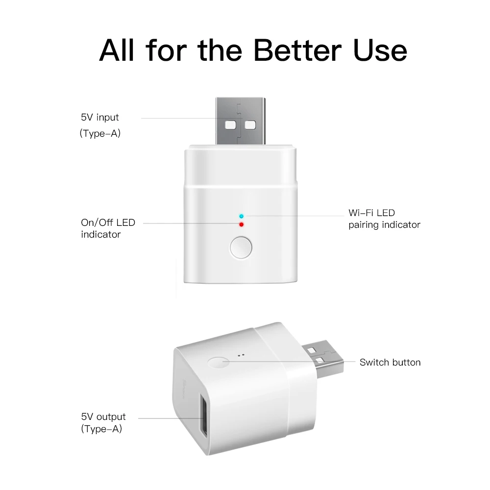 Itead Sonoff Micro 5 в USB Smart Wifi адаптер переключатель беспроводной для автоматизации
