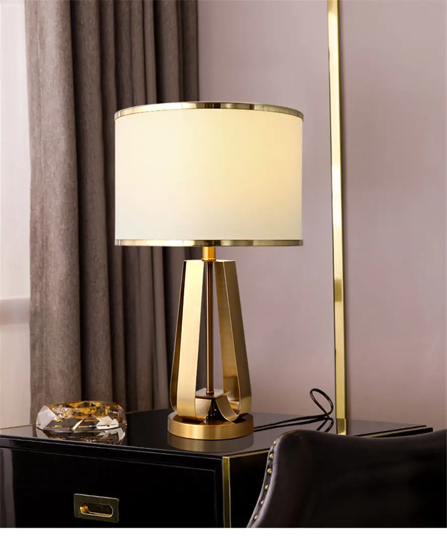 nordic elegant black lampshade gold table lamp for living room bedroom office design deco desk lamps fabric metal led luminaire