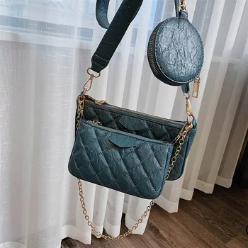 

3 Pieces Set Luxury Handbags Women Bags Designer Shoulder Bag Diamond Lattice Famous Brand Design Leather Round Housekeeper Purs