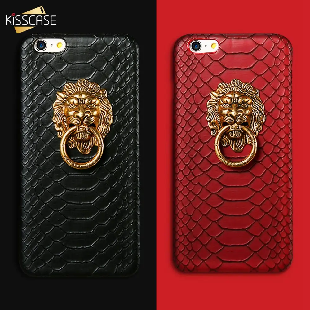 

for iPhone 6 6S & 6 6S Plus Animal Case Cool Snake Skin Metal Lion Plastic Cover Funny Boy Man Style Back Shockproof Stand Bag