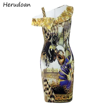 

Herudoan Fashion Runway Spaghetti Strap Dress Women Summer Sexy Strapless Beading Bodycon Party Vintage Female Mini Short Dress
