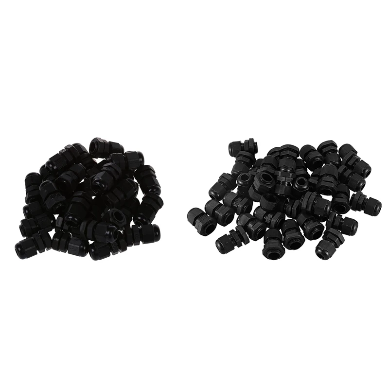 

66Pcs Plastic Waterproof Connector Gland Black - 30Pcs Pg7 for 4-7Mm Diameter Cable & 36Pcs Pg9 for 4Mm-8Mm Cable