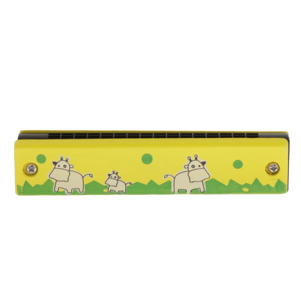 1pc Wood Cartoon Harmonica Double Row 16 Holes for Kids Musical Instrument 1pc Wood Cartoon Harmonica Double Row 16 Holes for Kids Musical Instrument
