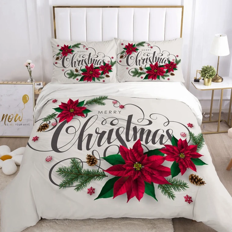 New Christmas Printed Bedding Set 3D Santa Claus Quilt EUR UK Size Cartoon Children's Bedding Set