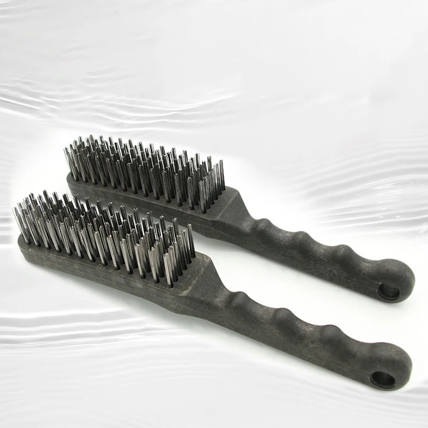 

Wire Brush Spring Steel Bristles with Plastic Handle Grip for Rust, Dirt & Paint Scrubbing with Deep Cleaning, 235mm, Black