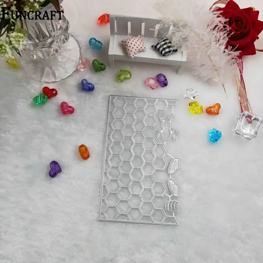 Rectangle Honeycomb Frame Embossing Metal Cutting Dies Kscraft Die Cuts for Scrapbooking Card Making Christmas Die Cuts