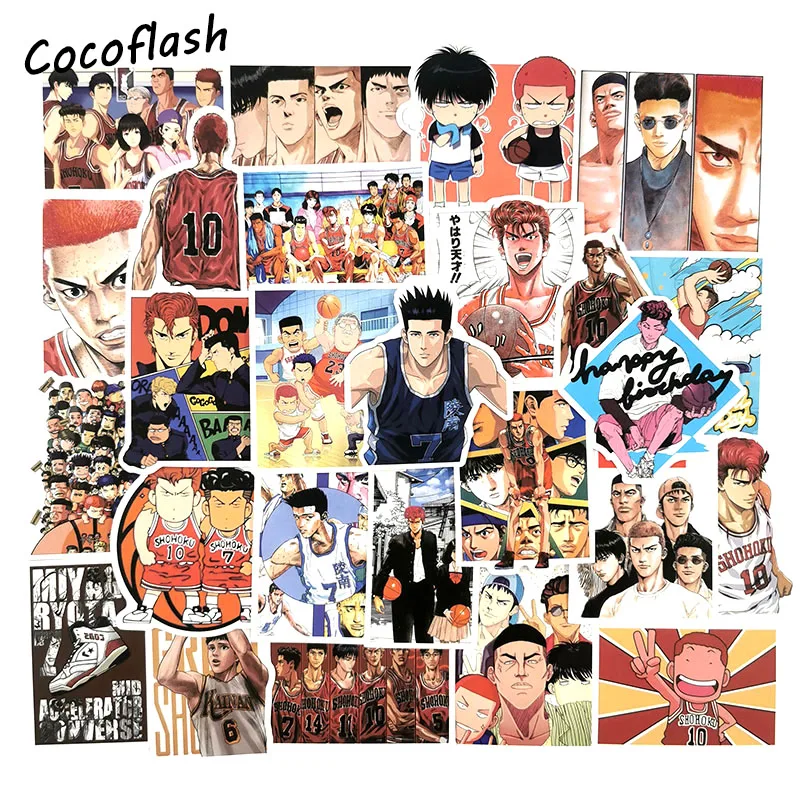 50pcs/Lot Cool Basketball Anime SlamDunk Sticker Cartoon Graffiti Stickers For Car Moto Suitcase Laptop Skateboard Kid Stickers