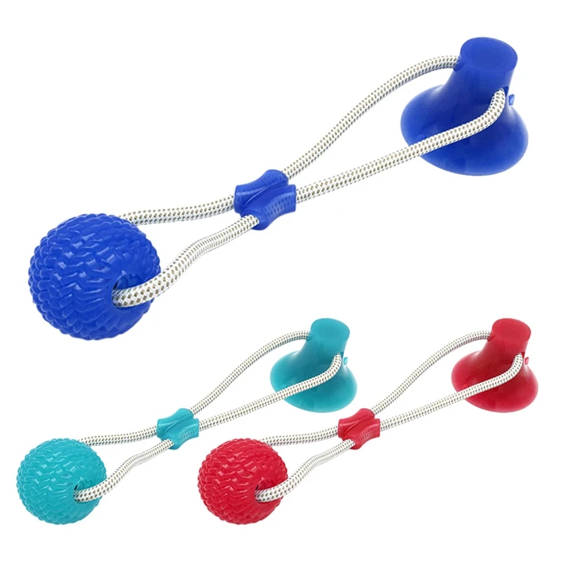 Pet Dogs Cats  Interactive Suction Cup Push TPR Ball Toys Elastic Ropes Pet Tooth Cleaning Chewing Playing IQ Treat Puppy Toys