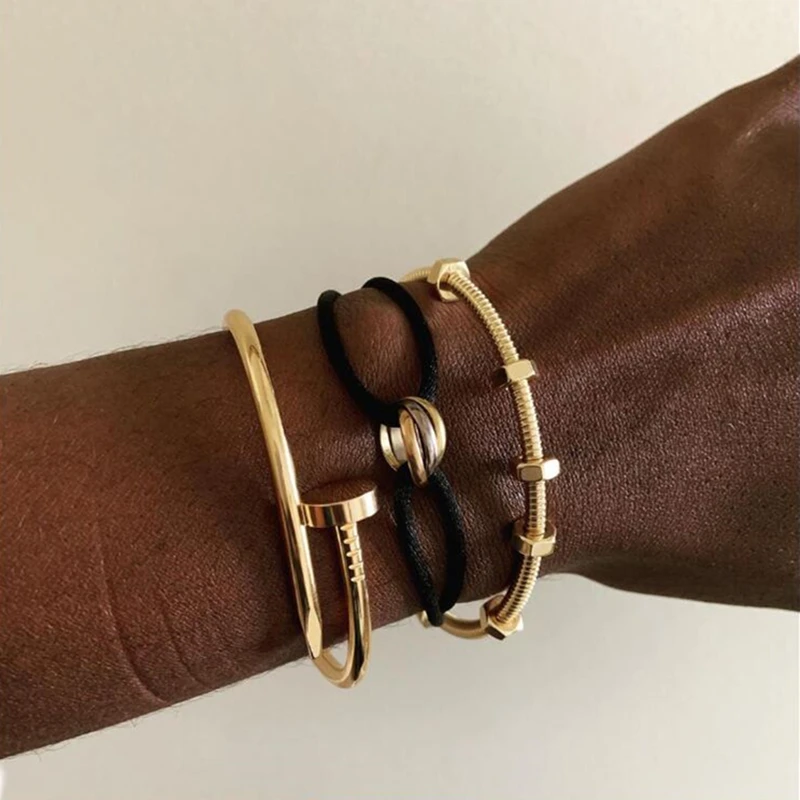 

Newest Screw and nut Love Cuff Bangle Stainless Steel Cuff Open Bracelet Bangle turnable Bangle luxury