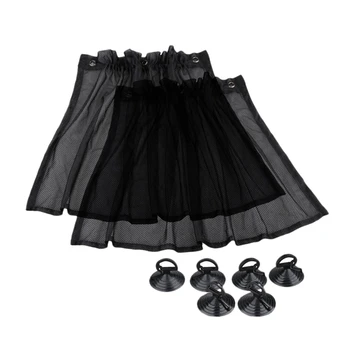 

2Pcs Car Sun Shade Protection Window Curtain with Suction Cup Black Universal Car Sunshade Sunsn Block Curtain