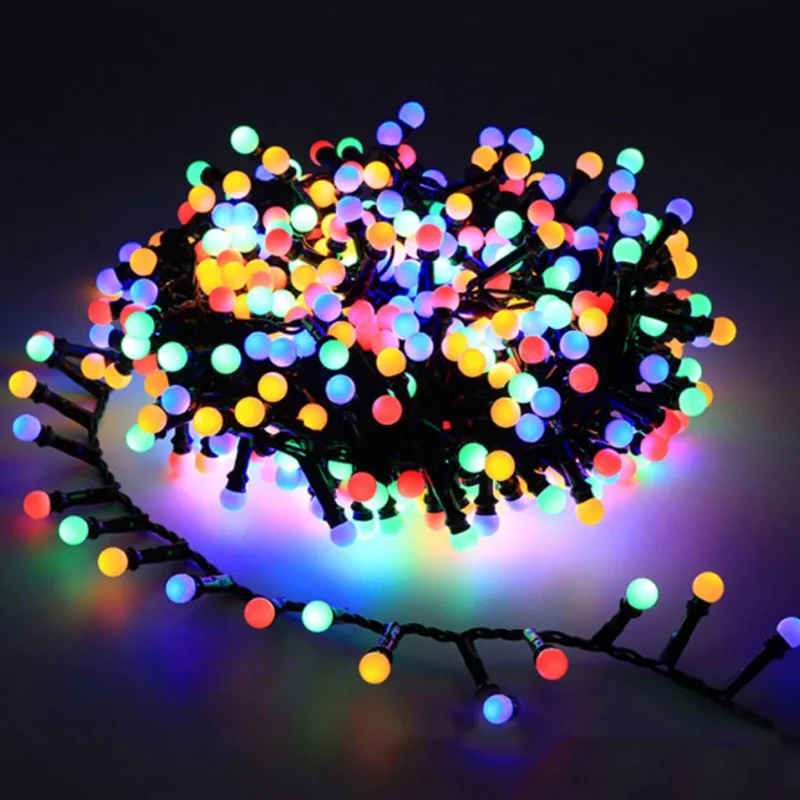 

10M 500 Milky Ball Firecracker LED String Light Rattan Branch W/ Globe Ball Fairy Light For New Year Christmas Decoration