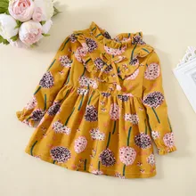 Г. Детские платья для девочек с длинными рукавами, осенняя одежда для маленьких девочек платье Эльзы детское платье с одуванчиком и цветочным рисунком, vestido infantil