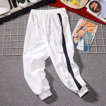 Стиль, повседневные штаны, мужские трендовые спортивные штаны, студенческие полосатые шаровары, модные детские брюки