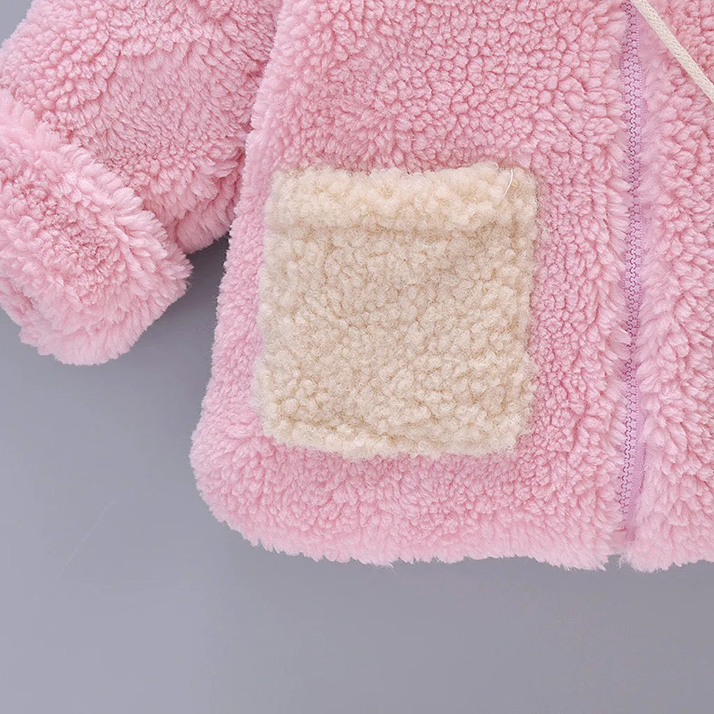 Toddler Kids Jackets Baby Boy Girl Clothes Winter Rabbit Ear Coats Jacket Thick Snowsuit Hoodie Fleece+bag Children Girl Clothes