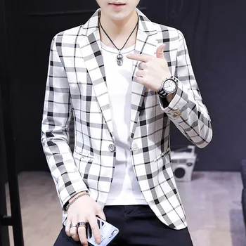 

2019 Season Grid Small Suit Male Leisure Slim Fit Youth Suit Men Leisure Single West Coat