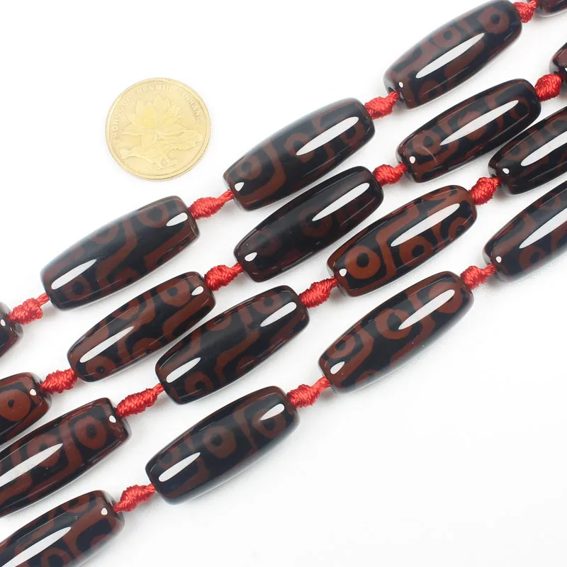 10 шт., Разноцветные 10x30 мм Античные тибетские Дзи Агатовые Бусины, для DIY ожерелья браслет ювелирных изделий