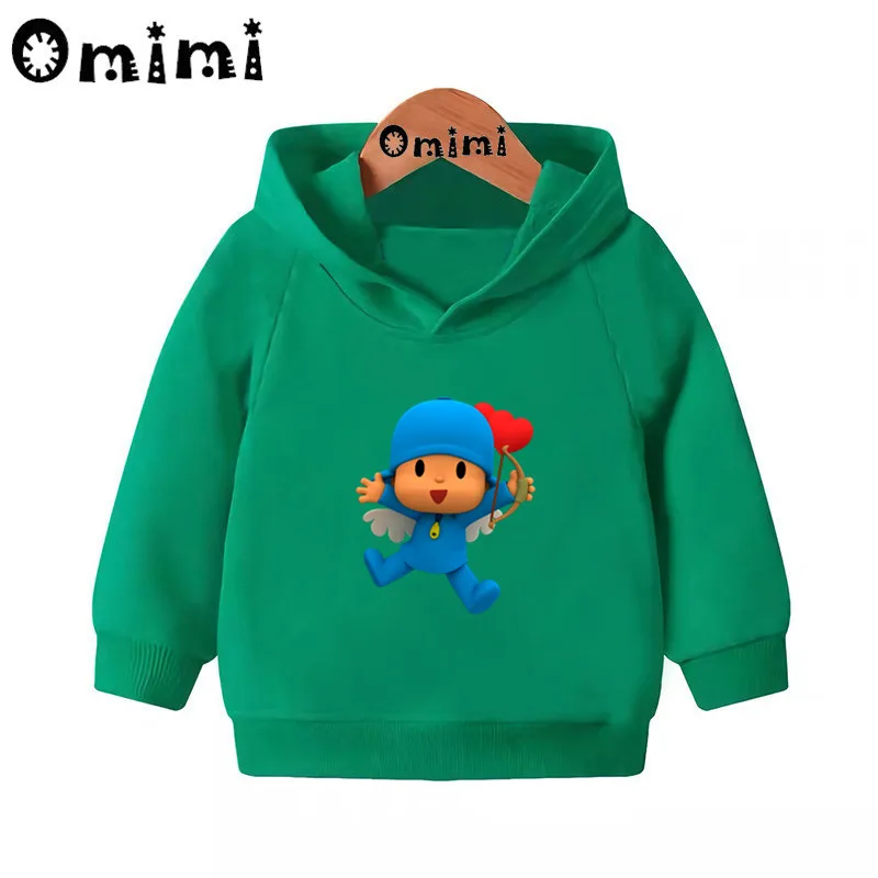 Pocoyo/милые детские свитшоты с героями мультфильмов; детские толстовки с капюшоном; крутой пуловер для малышей; топы для девочек и мальчиков; осенняя одежда; KMT5313