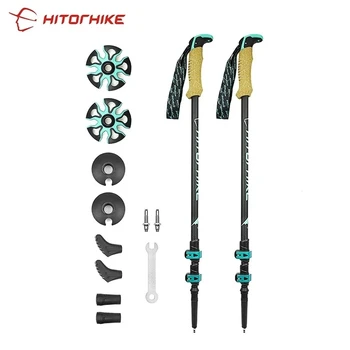 195g/pc carbon fiber external quick lock Trekking pole hiking Collapsible stick nordic walking stick Shooting Crutch Senderismo