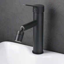 

Vanity Basin Faucets Round Shape Brass Matte Black Paint With Vientiane Nozzle Faucet Hot Cold Water Mixer Tap Bathroom Supplies