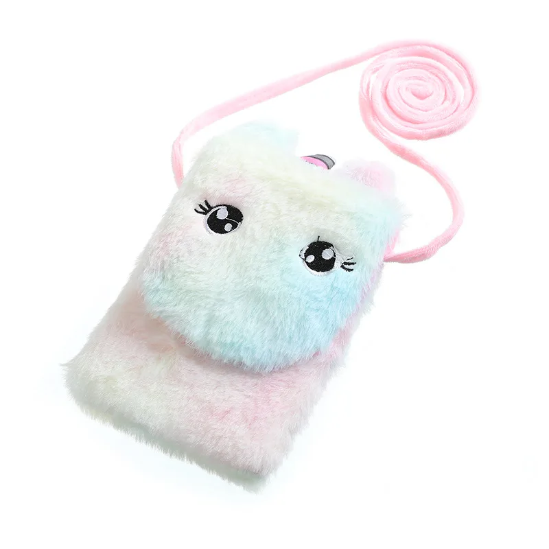 Милый плюшевый мультяшный Кошелек для монет, сумки через плечо с единорогом для девочек, мини-сумочка, Детская сумка-мессенджер, женская сумка для телефона, детские подарки - Цвет: Розовый