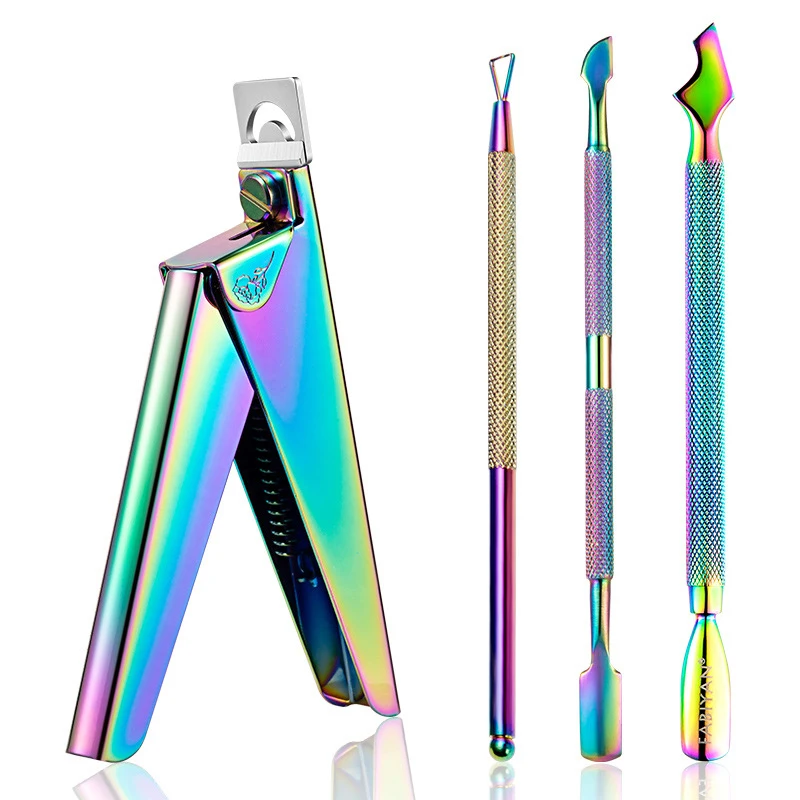 1PC Professional Nail Art Clipper Special Type U Word False Tips Edge Cutters Manicure Colorful Stainless Steel Nail Art Tools