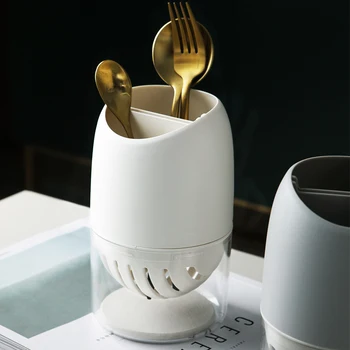 

Kitchen Storage Chopsticks Tube Multifunctional Round Plastic Double-layer Hollow Drain Diatom Mud for Household FP8