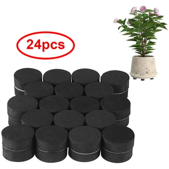 

24Pcs Flower Plant Pot Feet Risers Natural Rubber Pot Mat Invisible Plant Pots Risers Pad Flower Pot Feet Black