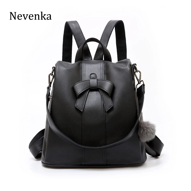 

Nevenka Women Backpack with Bow Large Casual Backpack High Quality School Backpack PU Leather Backpack for Teenagers