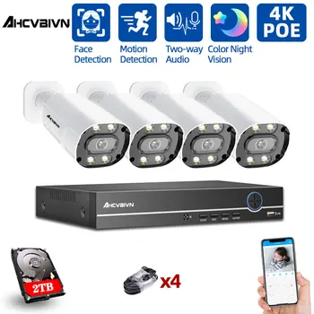 

4K Ultra HD 4CH DVR Kit Two way Audio CCTV Camera Security System 8MP CCTV System IR Outdoor Night Vision Video surveillance Kit