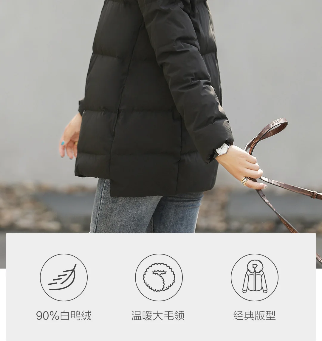 Xiaomi Gofan, Классический пуховик с меховым воротником и капюшоном, 90 белый утиный пух, пушистый большой меховой воротник, Четырехслойный пуховик с замком для женщин