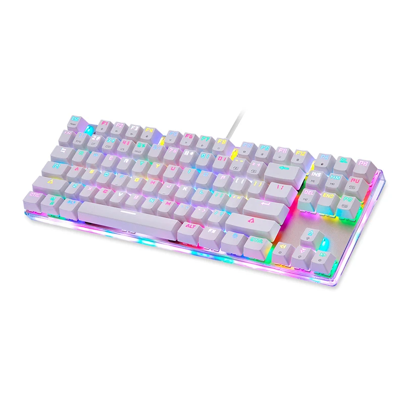 

Motospeed K87S ABS USB2.0 Wired Mechanical Keyboard with RGB Backlight Blue Switch for Computer Gaming and Tying White 1.8mCable