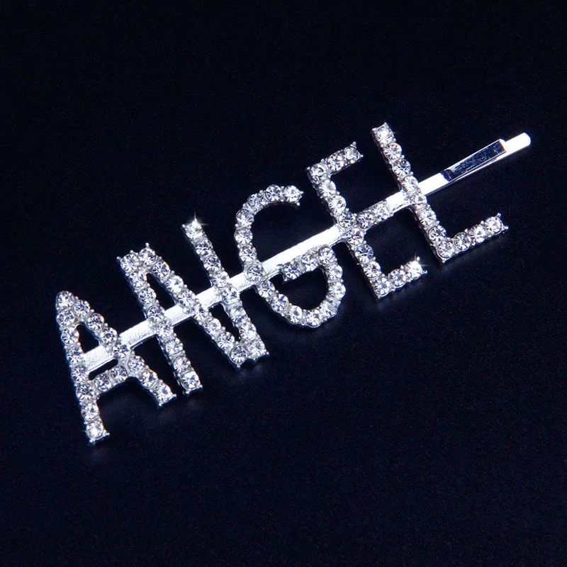 ANGEL Stonefans новые модные, подходят для долларовых купюр денег буква из стразов заколки для волос для женщин женские со сверкающими кристаллами Шпильки заколки для волос ювелирные изделия - Окраска металла: ANGEL