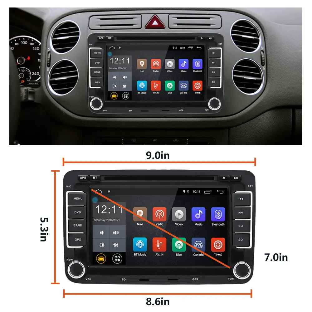 Sale Camecho Android 7.1 Car Multimedia player 2Din Car Radio Audio For VW/Golf/6/Golf/5/Passat/Jetta/T5/ EOS/POLO/Touran/SEAT/Sharan 2