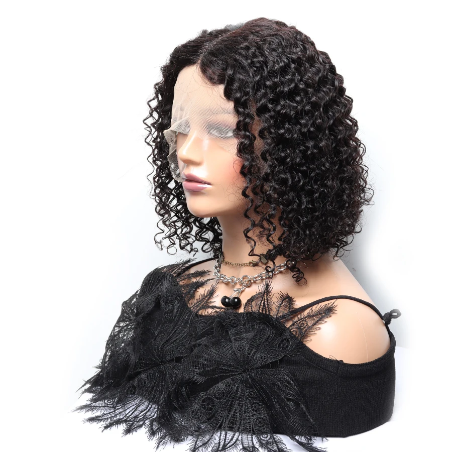 Deep Wave Short Bob Wigs For Black Women Curly T Part Lace Wigs Natural Wave Lace Front Human Hair 4x1 Brazilian Hair